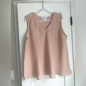 La.FIXSUN Linen V-neck Sleeveless top Blouse Pale Pink A-line size XL Boho